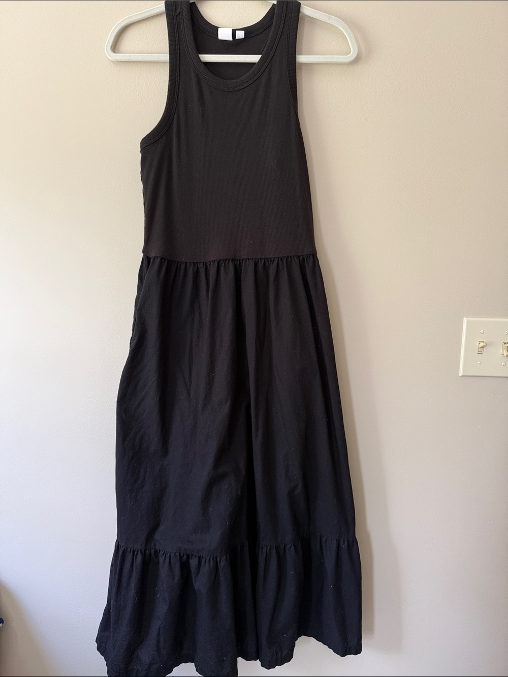 GAP Black Tank Maxi Dress with Ruffle Hem